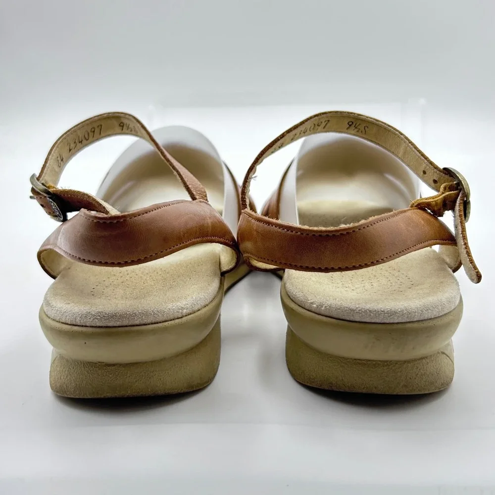 SAS‎ Tripad Comfort Sandals Womens 9.5 Slim Brown Leather Laser Cut Slingback 7A